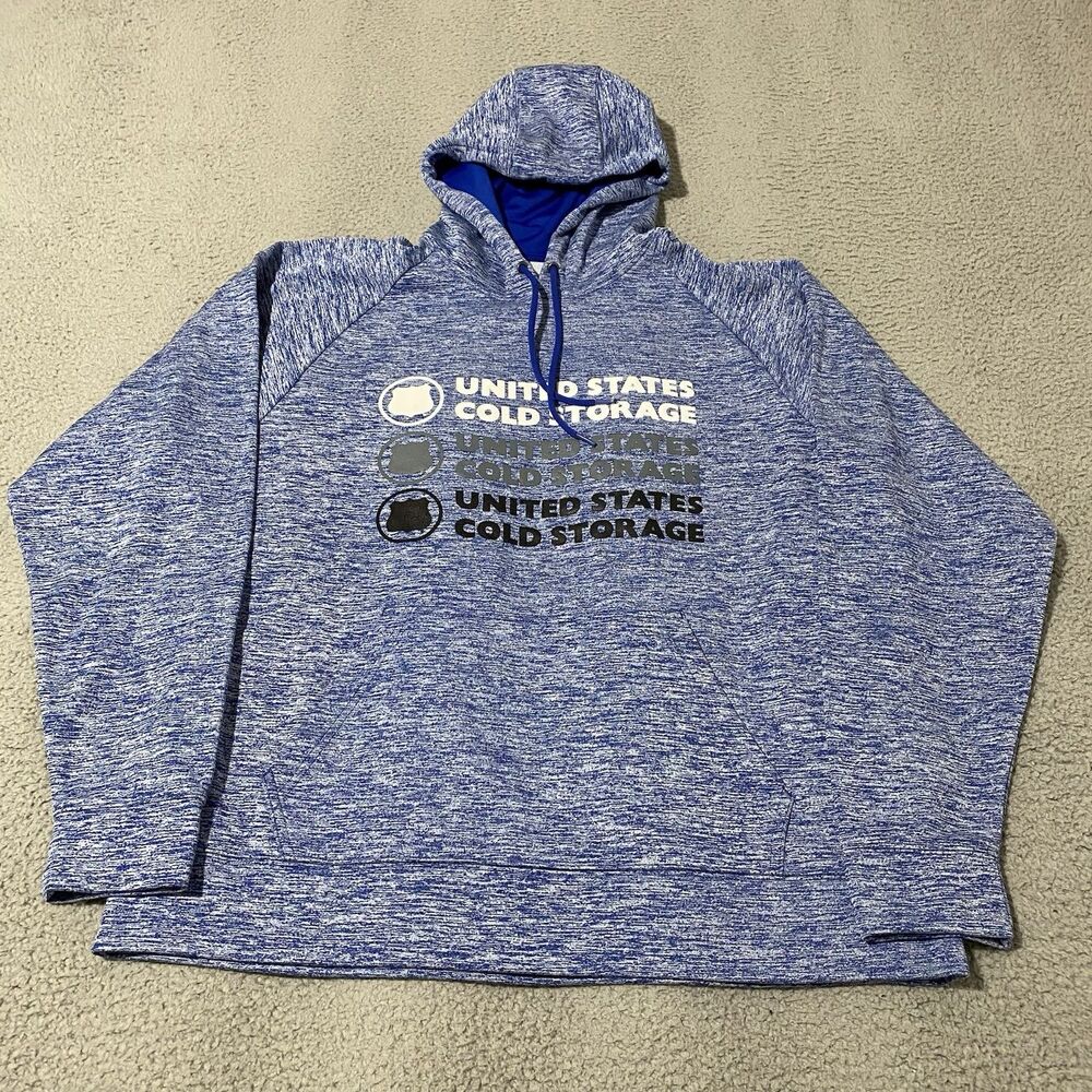 United States Cold Storage Hoodie Mens XL Blue Sport Tek Pullover Sweatshirt